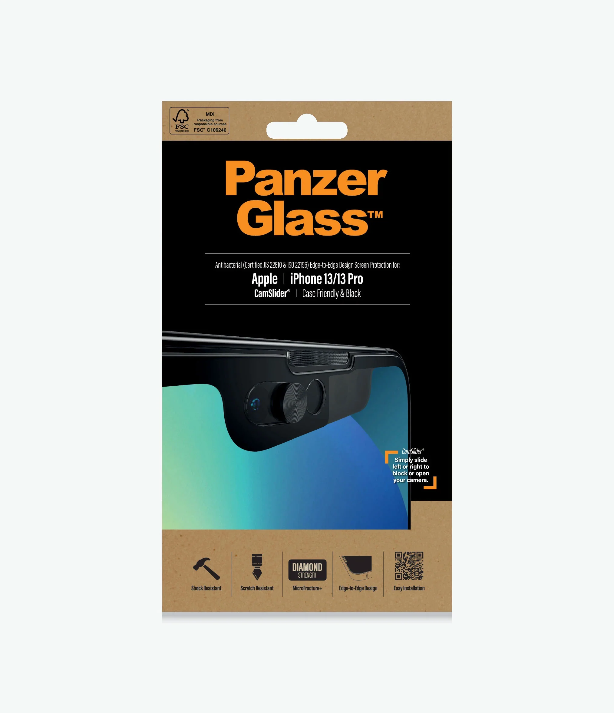 PanzerGlass Screen Guard iPhone 13 / 13 Pro 6.1 Cam Slider Black Frame - Image 3