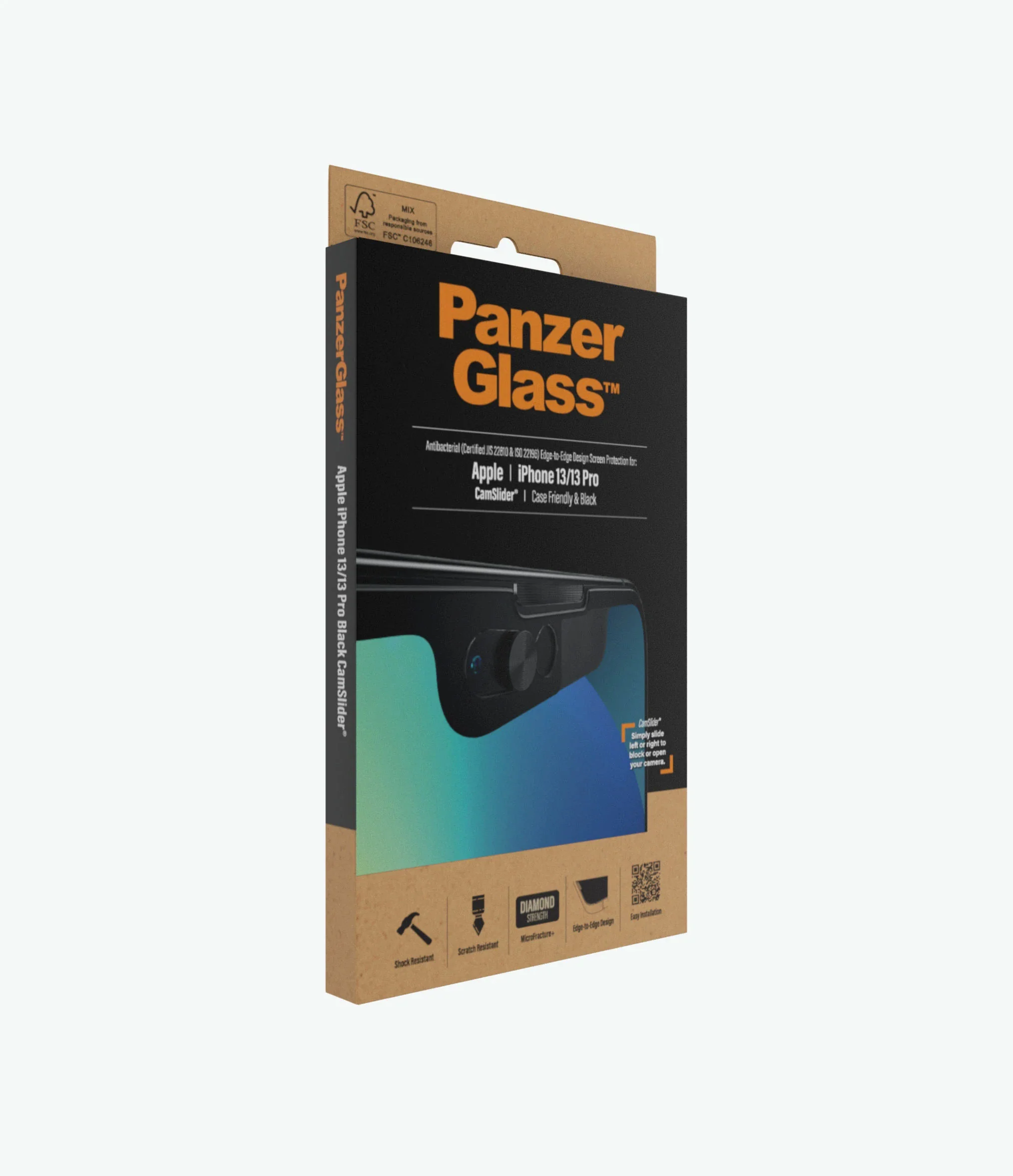 PanzerGlass Screen Guard iPhone 13 / 13 Pro 6.1 Cam Slider Black Frame - Image 4