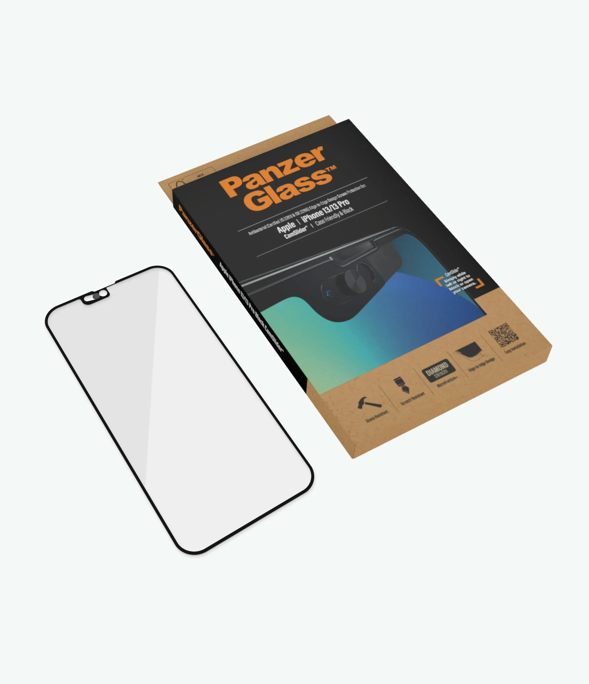 PanzerGlass Screen Guard iPhone 13 / 13 Pro 6.1 Cam Slider Black Frame - Image 5