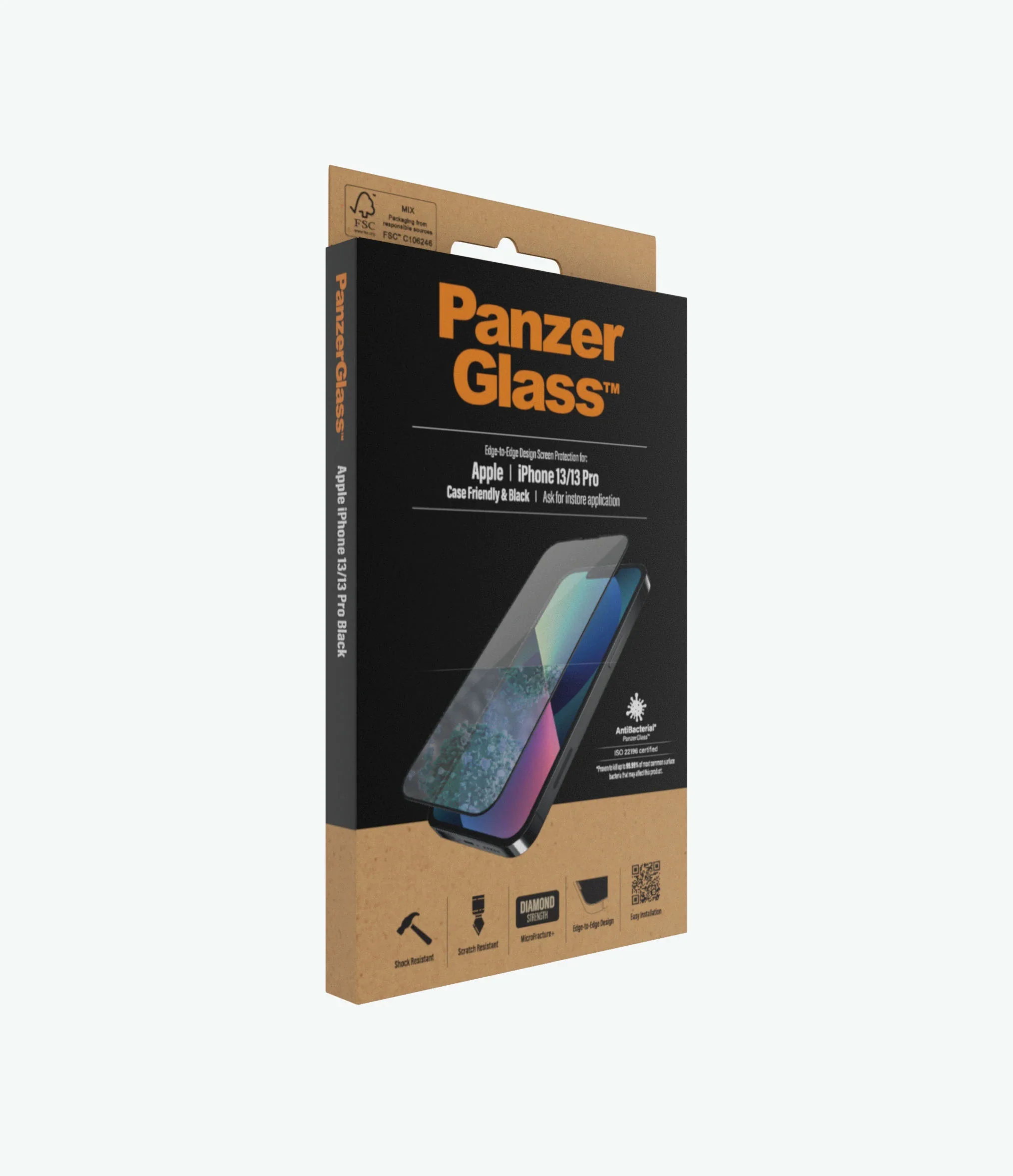 PanzerGlass Screen Guard iPhone 13 / 13 Pro 6.1 Case Friendly Black Frame - Image 6