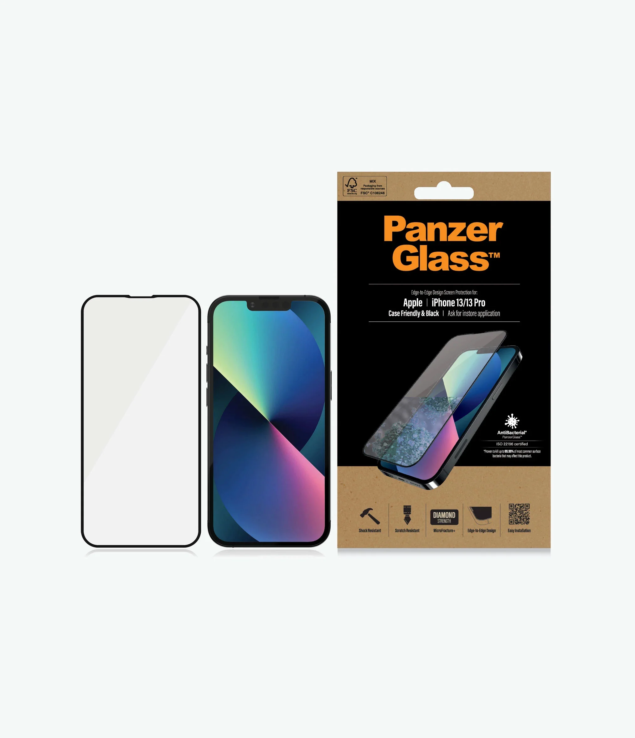 PanzerGlass Screen Guard iPhone 13 / 13 Pro 6.1 Case Friendly Black Frame - Image 7
