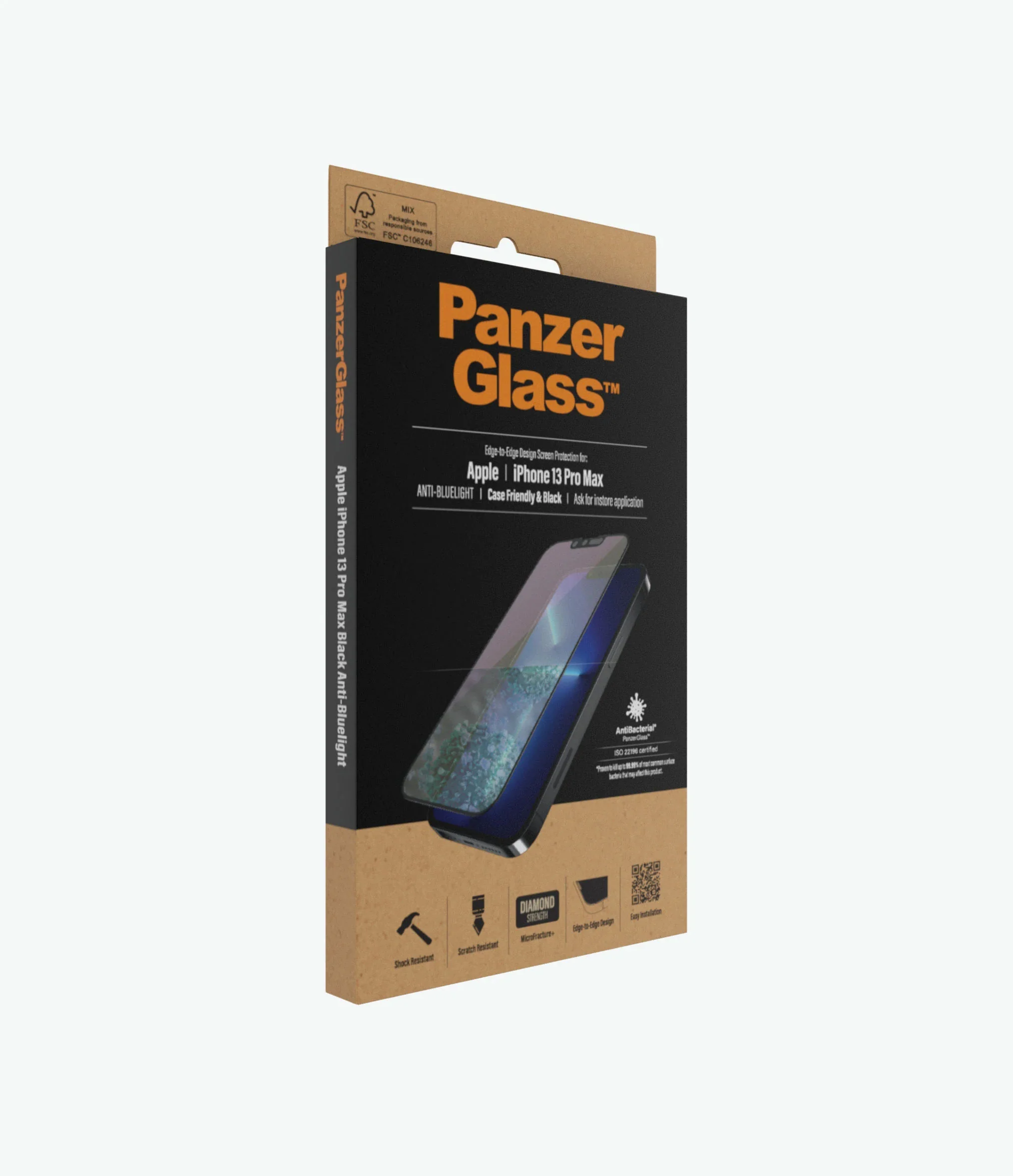 PanzerGlass Screen Guard iPhone 13 Pro Max 6.7 Anti Bluelight Black Frame - Image 3