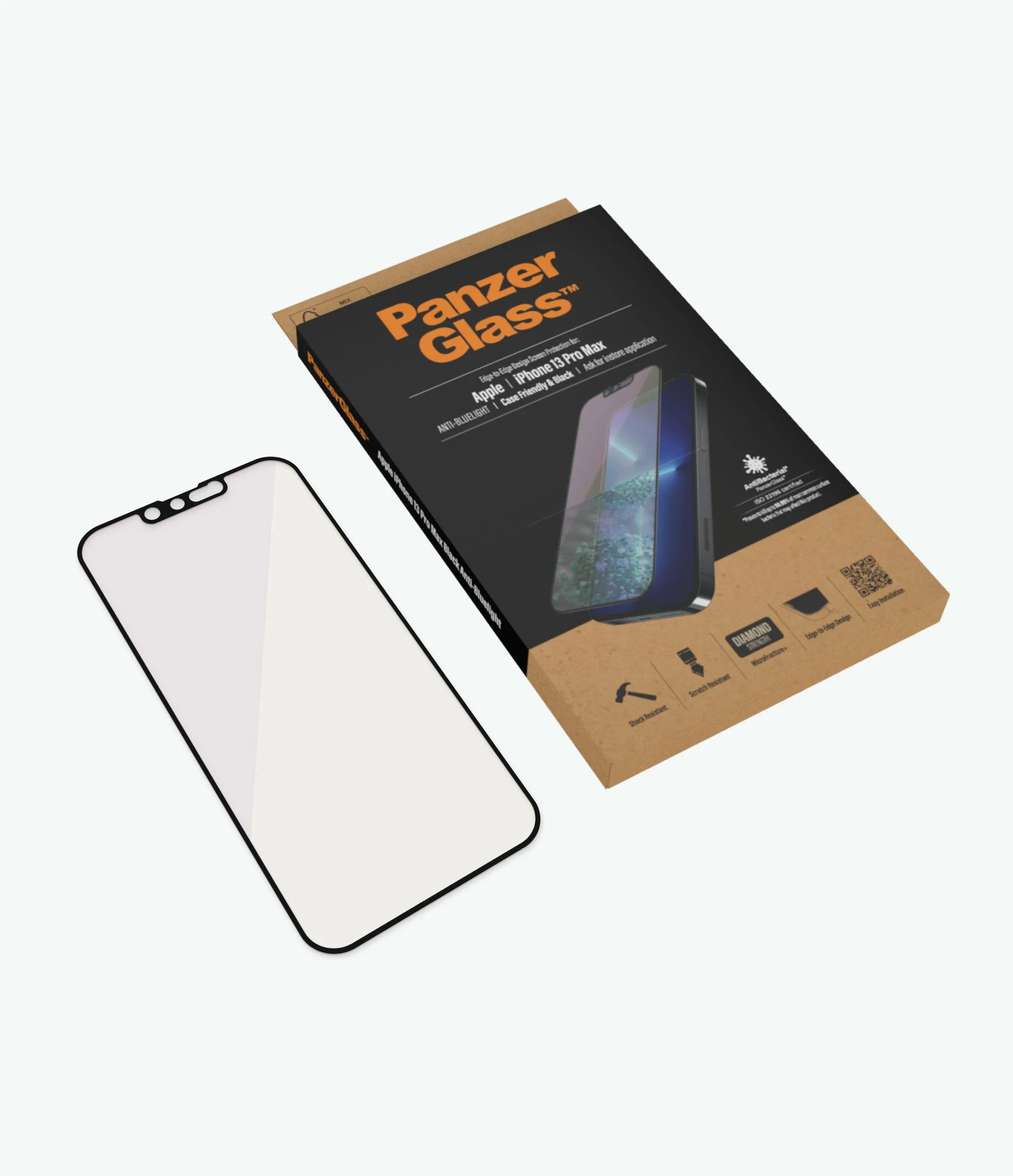 PanzerGlass Screen Guard iPhone 13 Pro Max 6.7 Anti Bluelight Black Frame - Image 4
