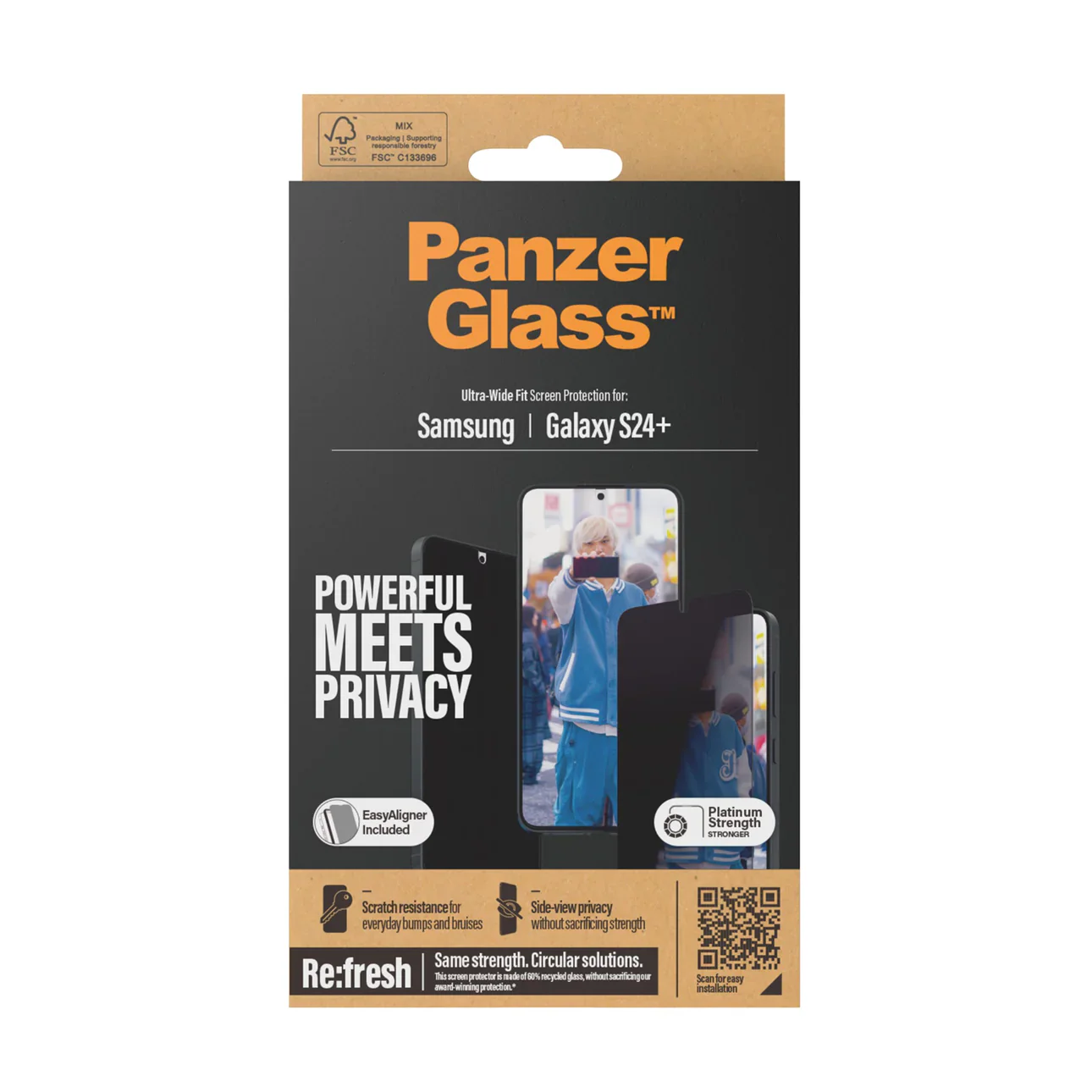 PanzerGlass Ultra Wide Privacy Screen Protector S24 Plus 6.7 inch - Tinted - Image 2