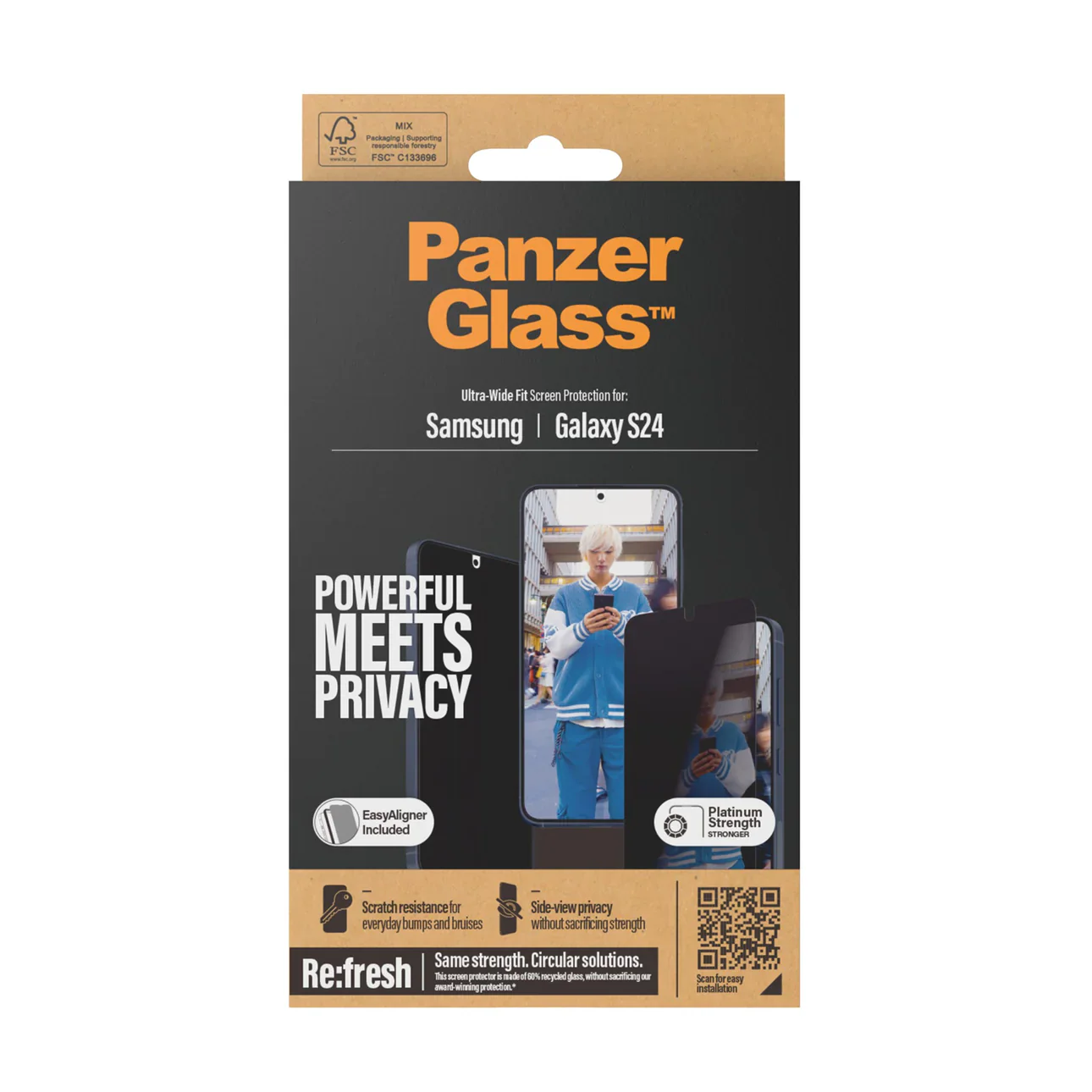 PanzerGlass Ultra Wide Privacy Screen Protector S24 Standard 6.2 inch - Tinted - Image 2