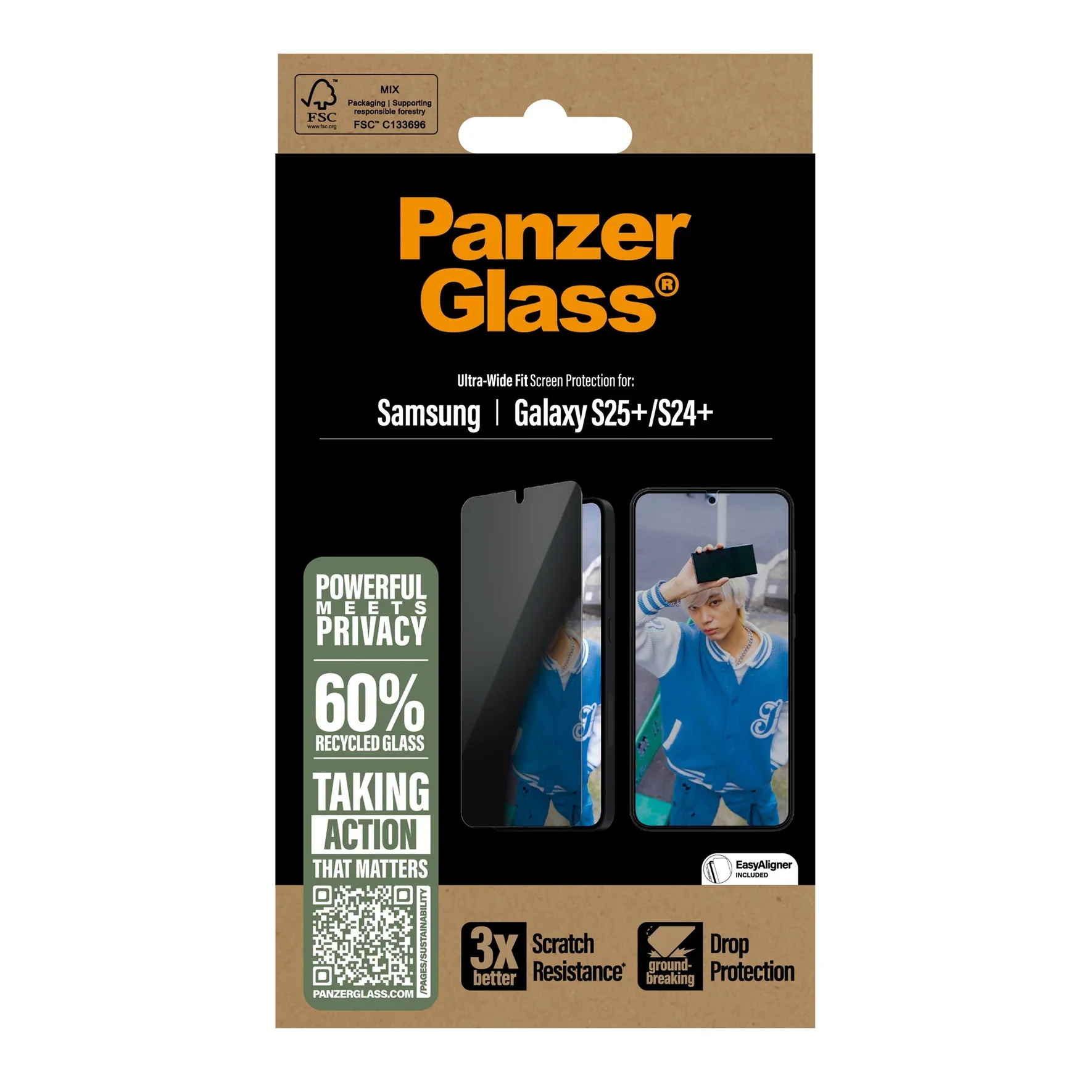 PanzerGlass UW Privacy Glass Screen Guard Samsung S25 Plus & S24 Plus 6.7 - Tinted - Image 3