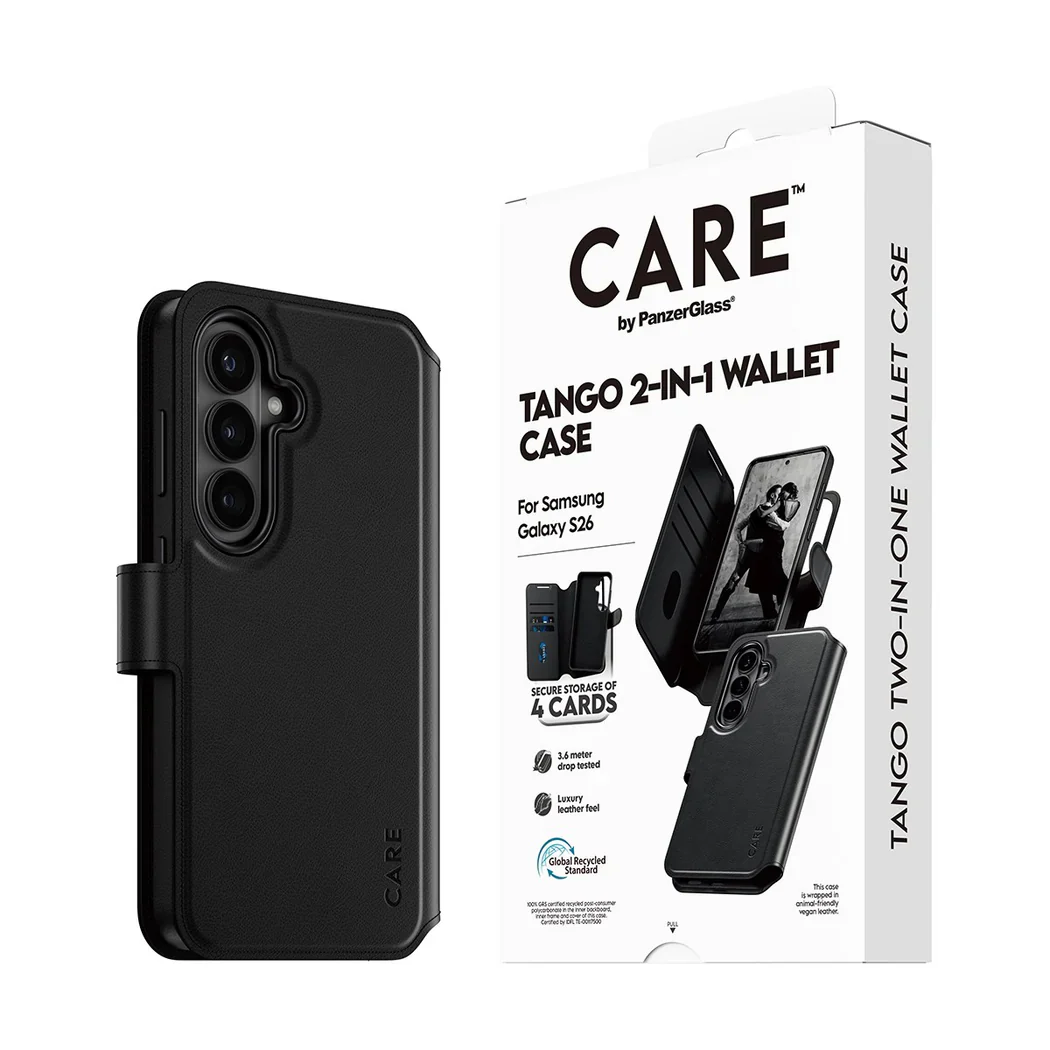 PanzerGlass Care Tango 2 in 1 Wallet Magnets Case for Samsung Galaxy S26 Standard Black - Image 3