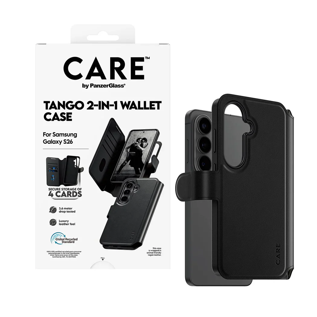 PanzerGlass Care Tango 2 in 1 Wallet Magnets Case for Samsung Galaxy S26 Standard Black - Image 4