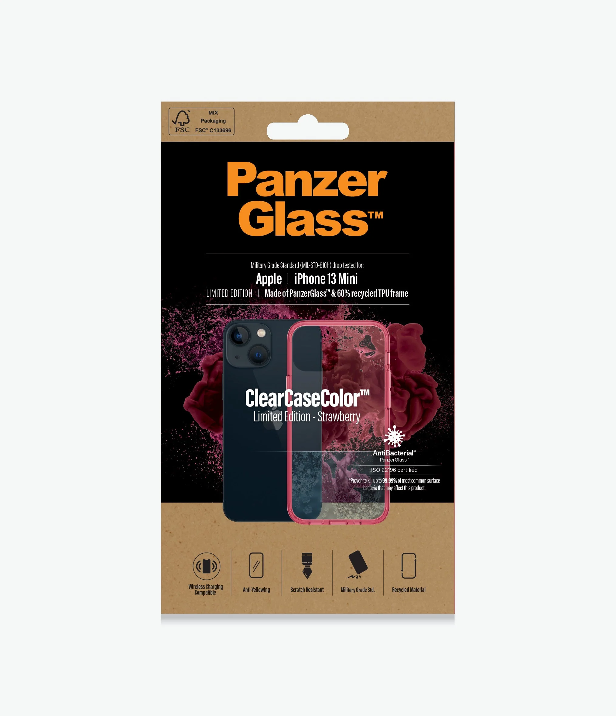 PanzerGlass Clear Case Apple iPhone 13 Mini - Strawberry - Image 3