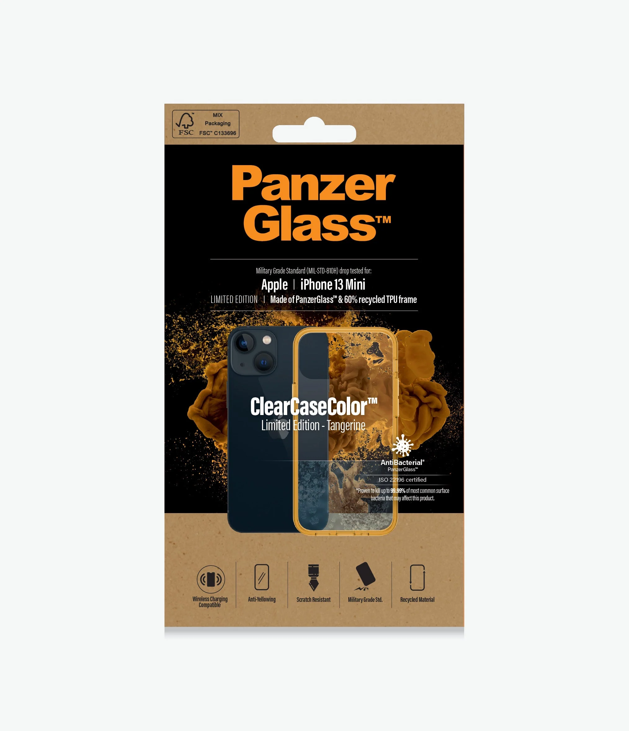 PanzerGlass Clear Case Apple iPhone 13 Mini - Tangerine - Image 3