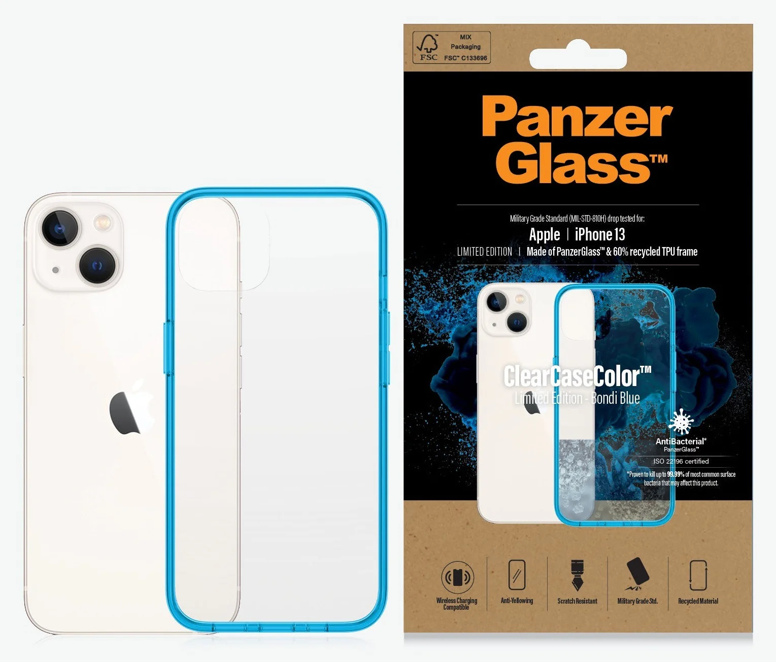 PanzerGlass ClearCaseColor Apple iPhone 13 Standard - Bondi Blue - Image 5