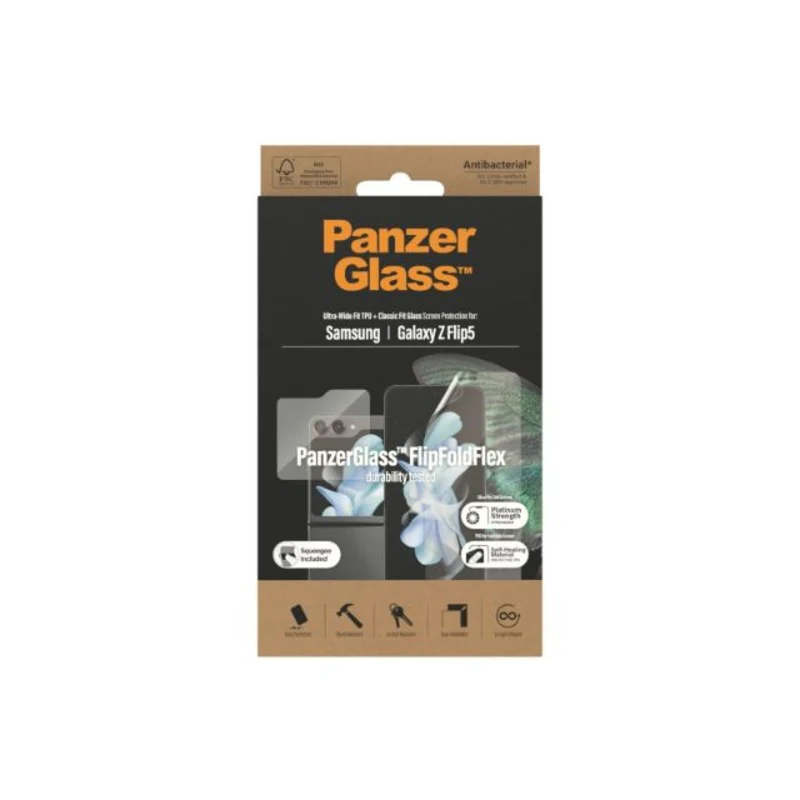 PanzerGlass Front Glass and TPU Screen Protector for Samsung Galaxy Z Flip 5 - Clear - Image 2