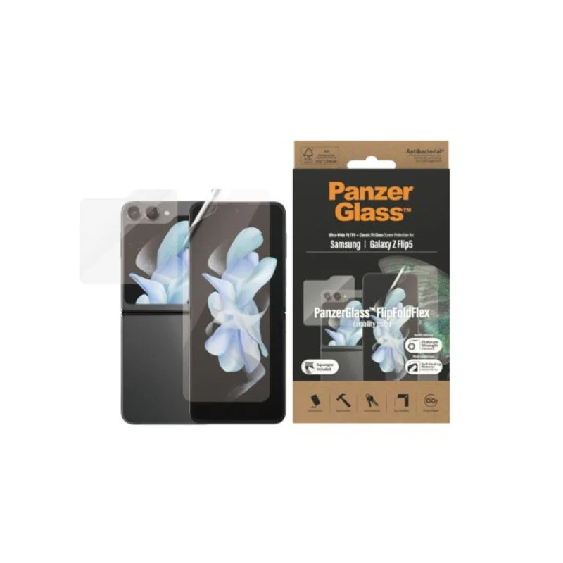 PanzerGlass Front Glass and TPU Screen Protector for Samsung Galaxy Z Flip 5 - Clear - Image 3
