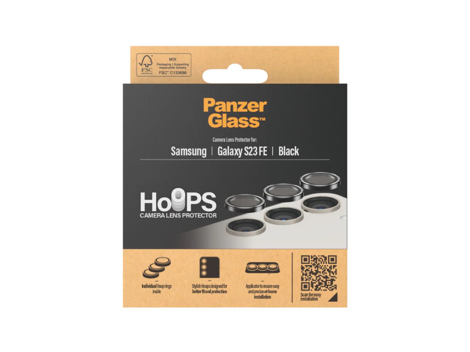PanzerGlass Hoops Camera Lens Protector Samsung Galaxy S23 / 23+ / S23FE - Black - Image 2
