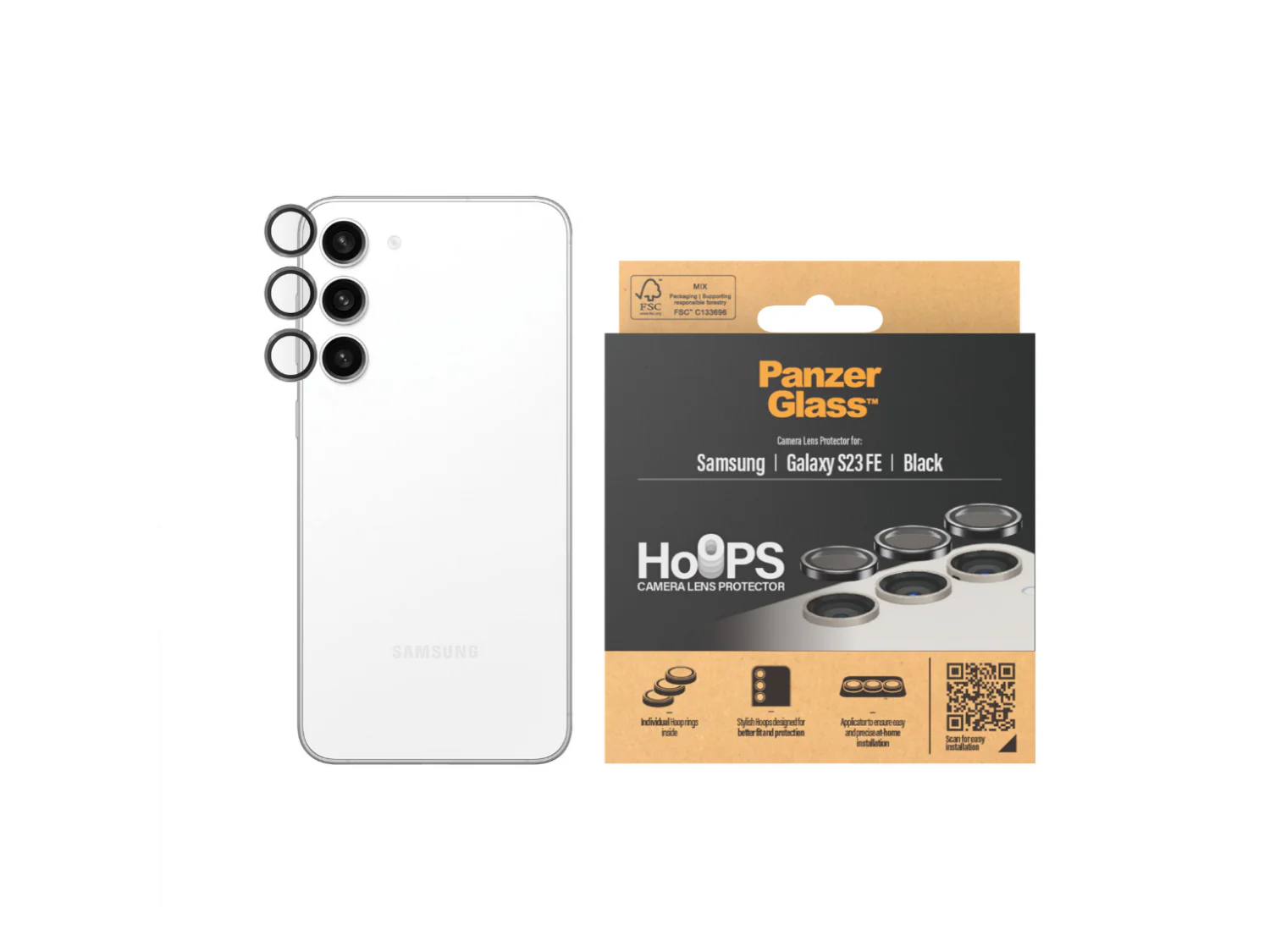 PanzerGlass Hoops Camera Lens Protector Samsung Galaxy S23 / 23+ / S23FE - Black - Image 3