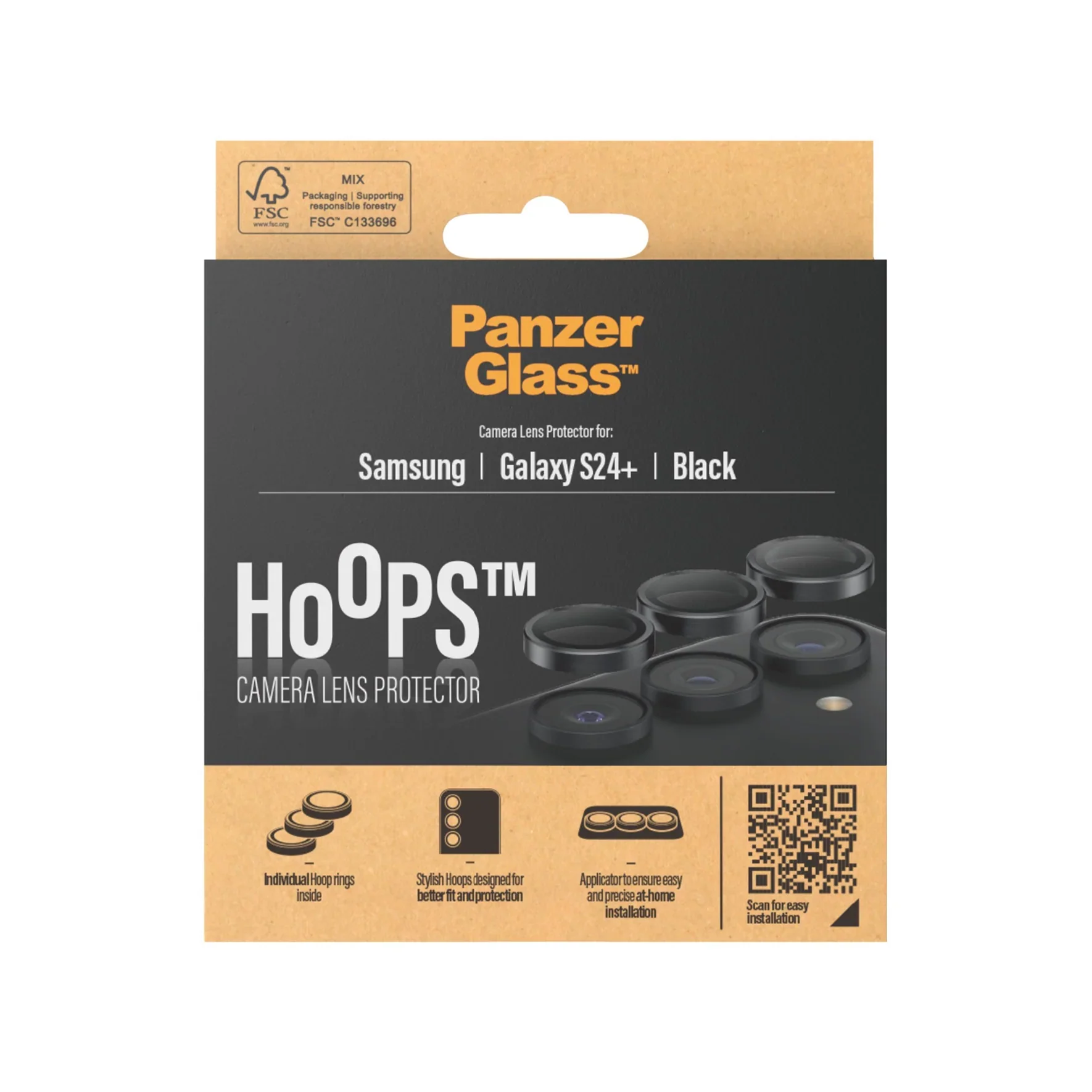 PanzerGlass Hoops Camera Lens Protector for Samsung Galaxy S24 Plus - Black - Image 3