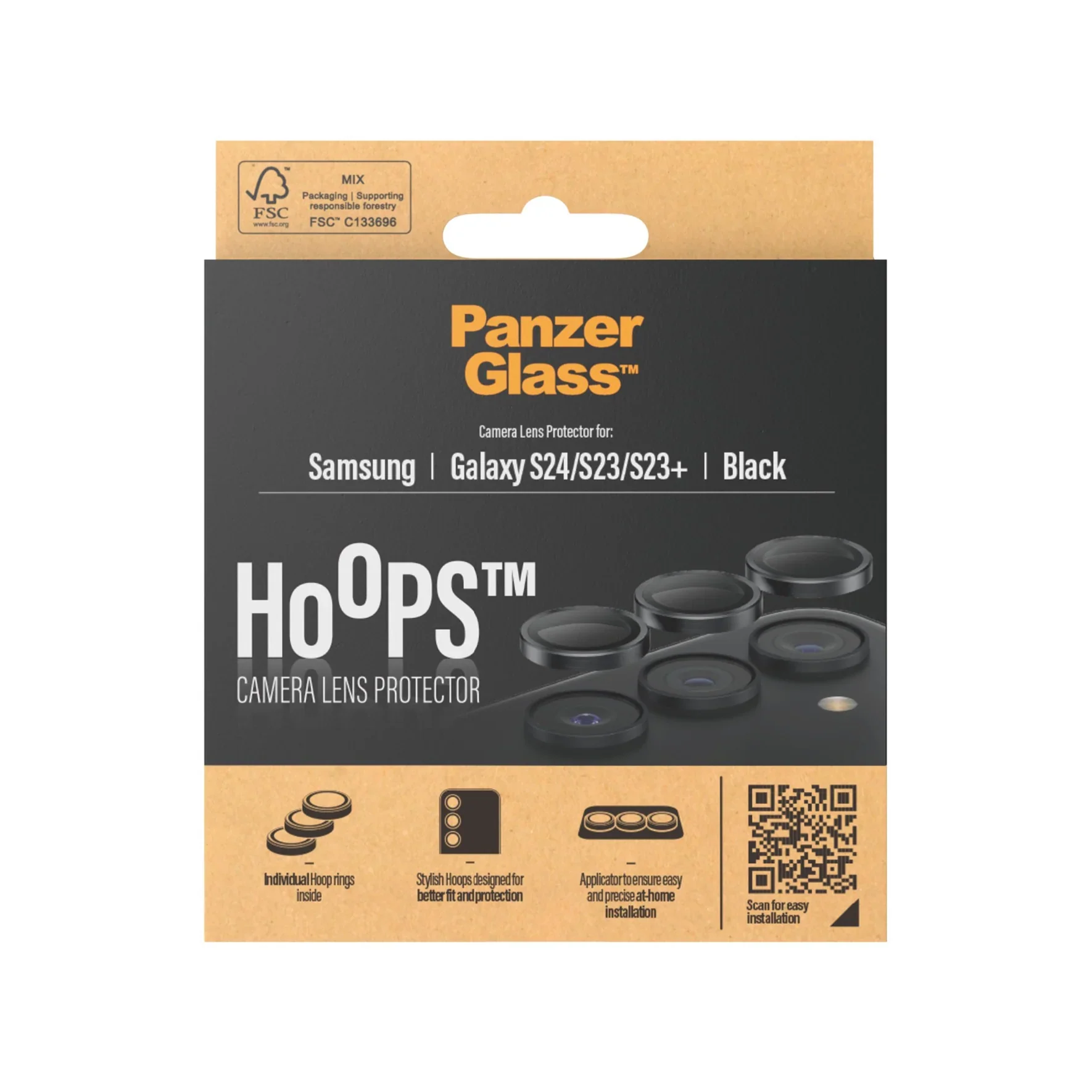PanzerGlass Hoops Camera Lens Protector for Samsung Galaxy S24 - Black - Image 3