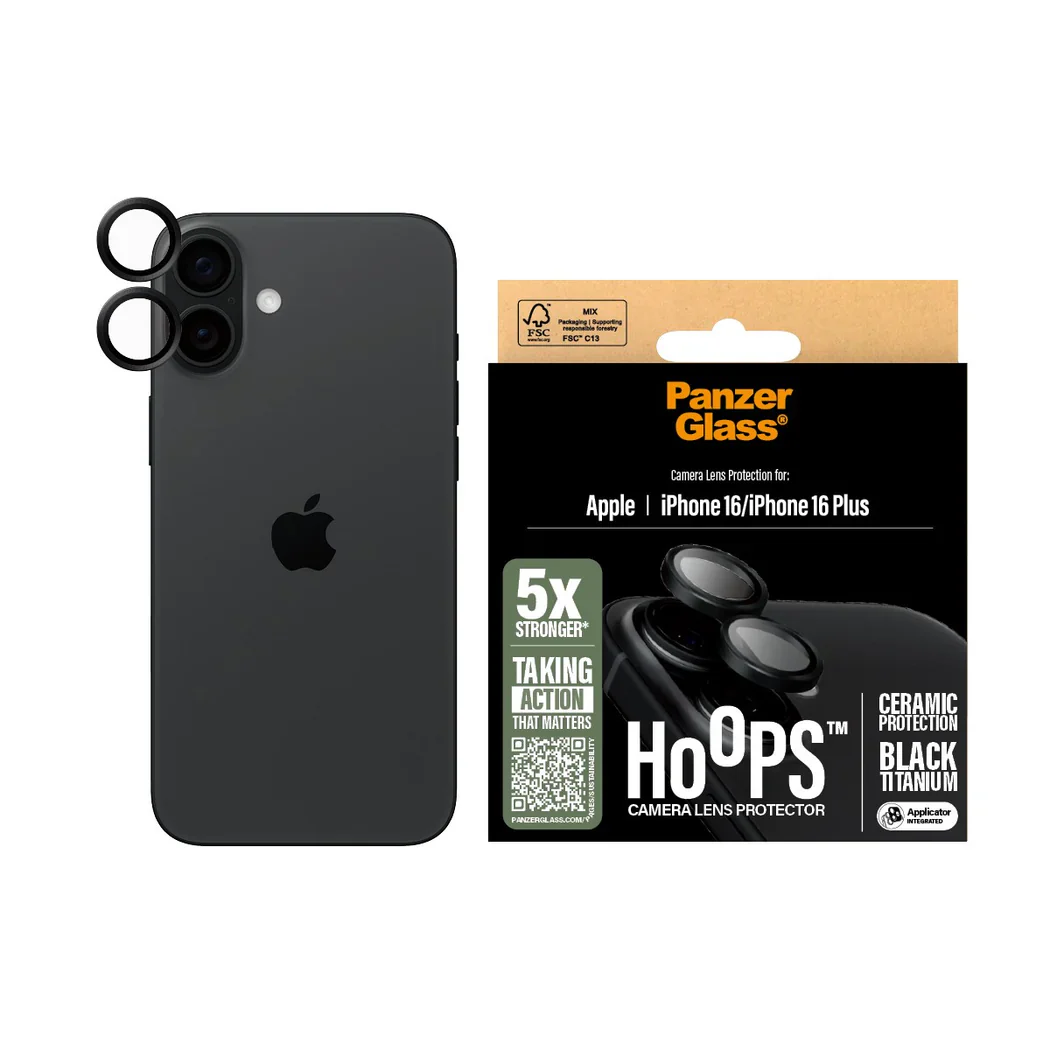 PanzerGlass Hoops Camera Lens Protector iPhone 16 & 16 Plus - Black - Image 2