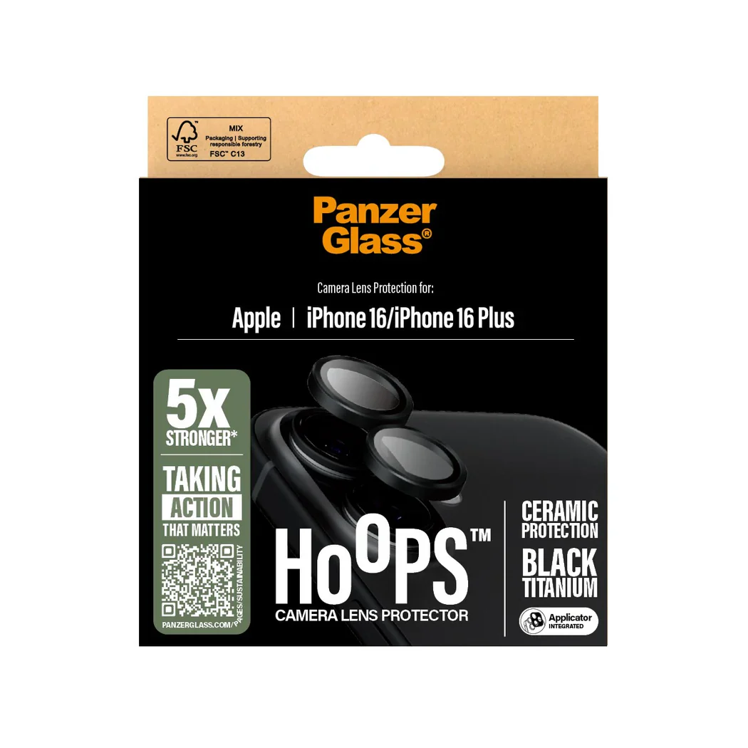 PanzerGlass Hoops Camera Lens Protector iPhone 16 & 16 Plus - Black - Image 3