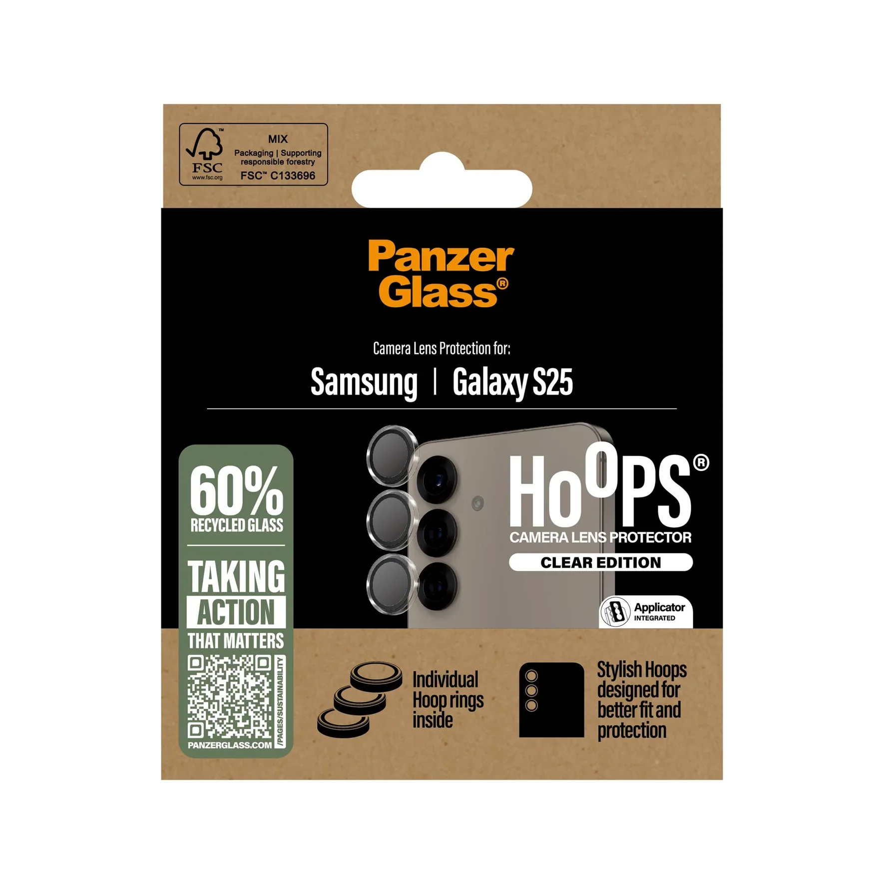 PanzerGlass Hoops Camera Lens Protector Samsung Galaxy S25 - Black - Image 3