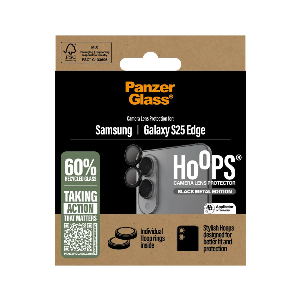 PanzerGlass Hoops Camera Lens Protector Samsung Galaxy S25 Edge - Black - Image 3