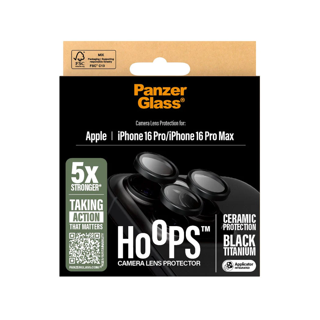 PanzerGlass Hoops Ceramic Camera Lens Protector iPhone 16 Pro and 16 Pro Max - Black - Image 2