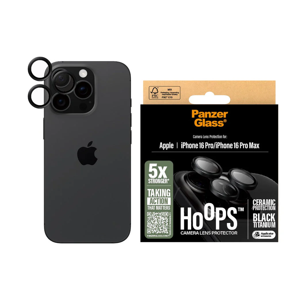 PanzerGlass Hoops Ceramic Camera Lens Protector iPhone 16 Pro and 16 Pro Max - Black - Image 5