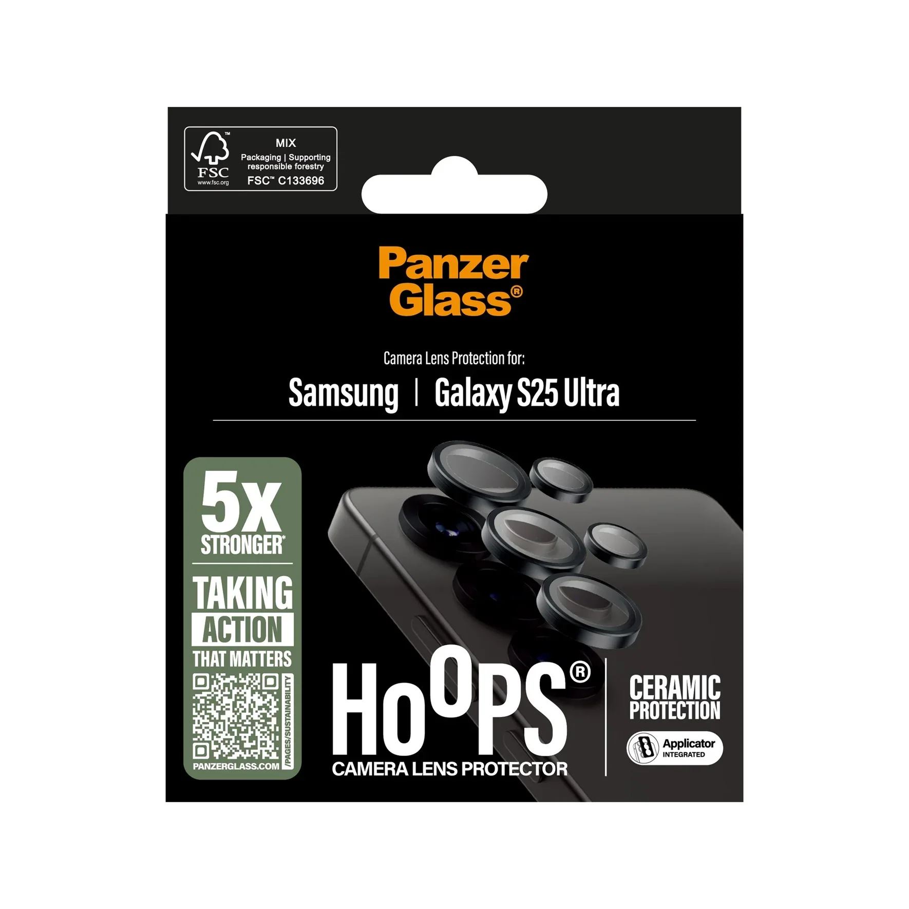 PanzerGlass Hoops Ceramic Camera Lens Protector Samsung Galaxy S25 Ultra - Black - Image 3