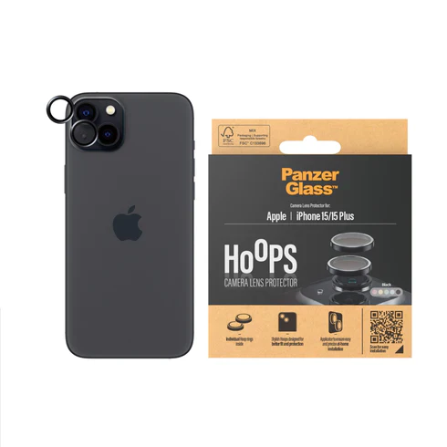 PanzerGlass Hoops iPhone Camera Lens Protector for iPhone 15 and 15 Plus - Black - Image 2