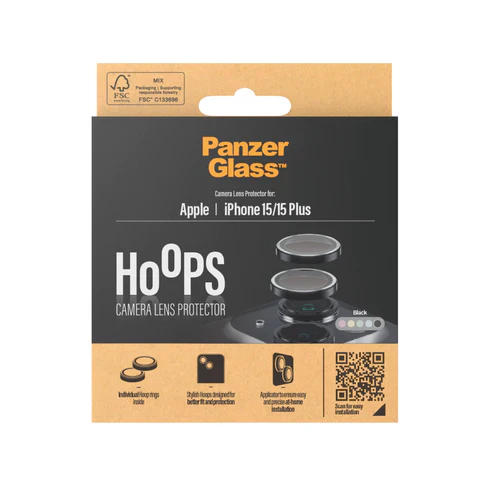 PanzerGlass Hoops iPhone Camera Lens Protector for iPhone 15 and 15 Plus - Black - Image 3