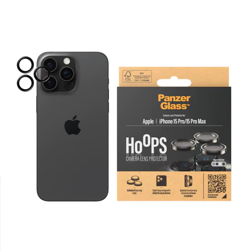 PanzerGlass Hoops iPhone Camera Lens Protector for iPhone 15 Pro and 15 Pro Max - Black - Image 2