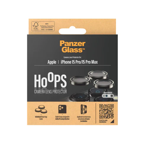 PanzerGlass Hoops iPhone Camera Lens Protector for iPhone 15 Pro and 15 Pro Max - Black - Image 3