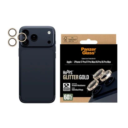 PanzerGlass Hoops® Lens Protector – iPhone 17 Pro / 17 Pro Max / 16 Pro / 16 Pro Max – Glitter Gold - Image 3