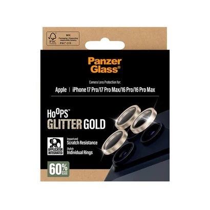 PanzerGlass Hoops® Lens Protector – iPhone 17 Pro / 17 Pro Max / 16 Pro / 16 Pro Max – Glitter Gold - Image 4