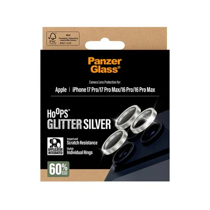PanzerGlass Hoops® Lens Protector – iPhone 17 Pro / 17 Pro Max / 16 Pro / 16 Pro Max – Glitter Silver - Image 2