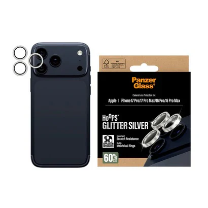PanzerGlass Hoops® Lens Protector – iPhone 17 Pro / 17 Pro Max / 16 Pro / 16 Pro Max – Glitter Silver - Image 3