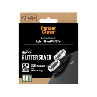 PanzerGlass Hoops® Lens Protector – iPhone 17 Standard / 16 / 16 Plus – Glitter Silver - Image 3