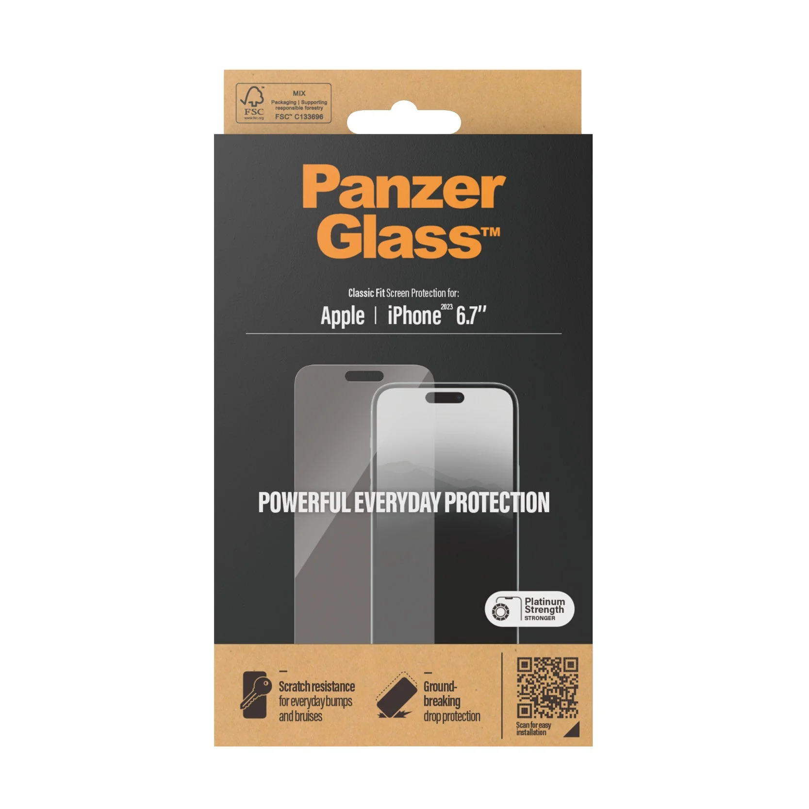 PanzerGlass Screen Guard Classic Fit iPhone 15 Pro Max 6.7 - Clear - Image 3