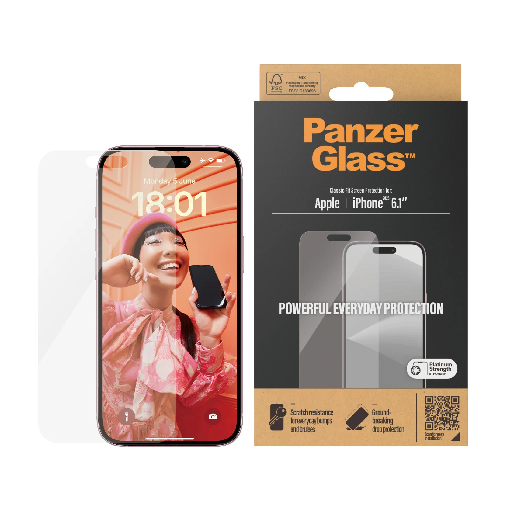 PanzerGlass Screen Guard Classic Fit iPhone 15 Standard 6.1 - Clear - Image 3