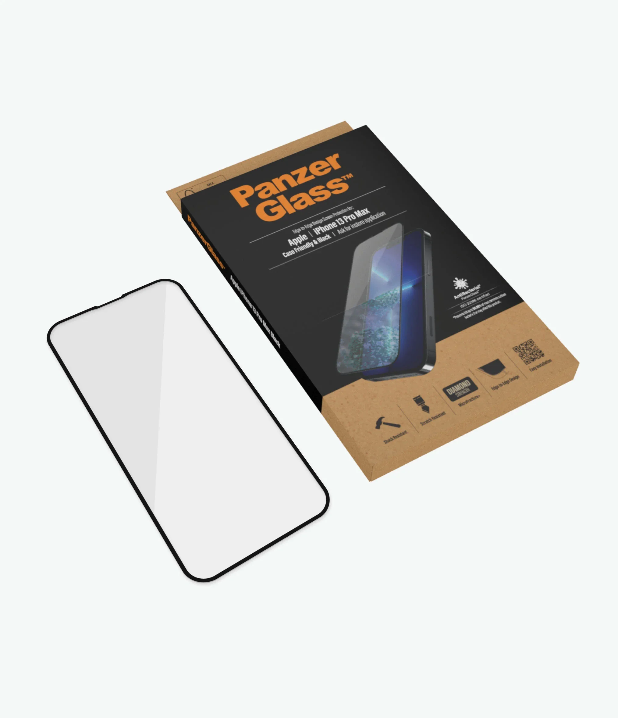 PanzerGlass Screen Guard iPhone 13 Pro Max 6.7 Case Friendly Black Frame - Image 5