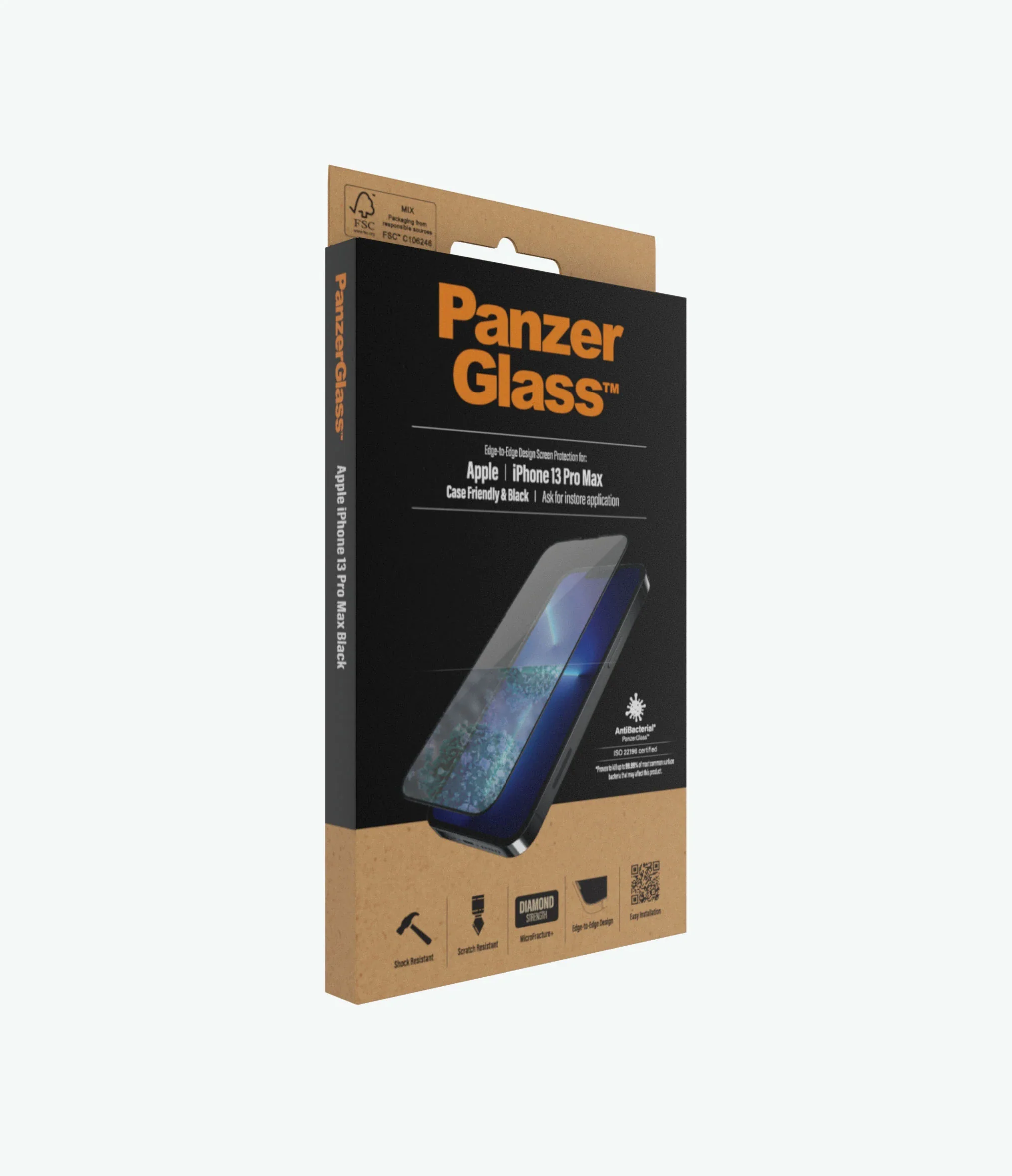 PanzerGlass Screen Guard iPhone 13 Pro Max 6.7 Case Friendly Black Frame - Image 6