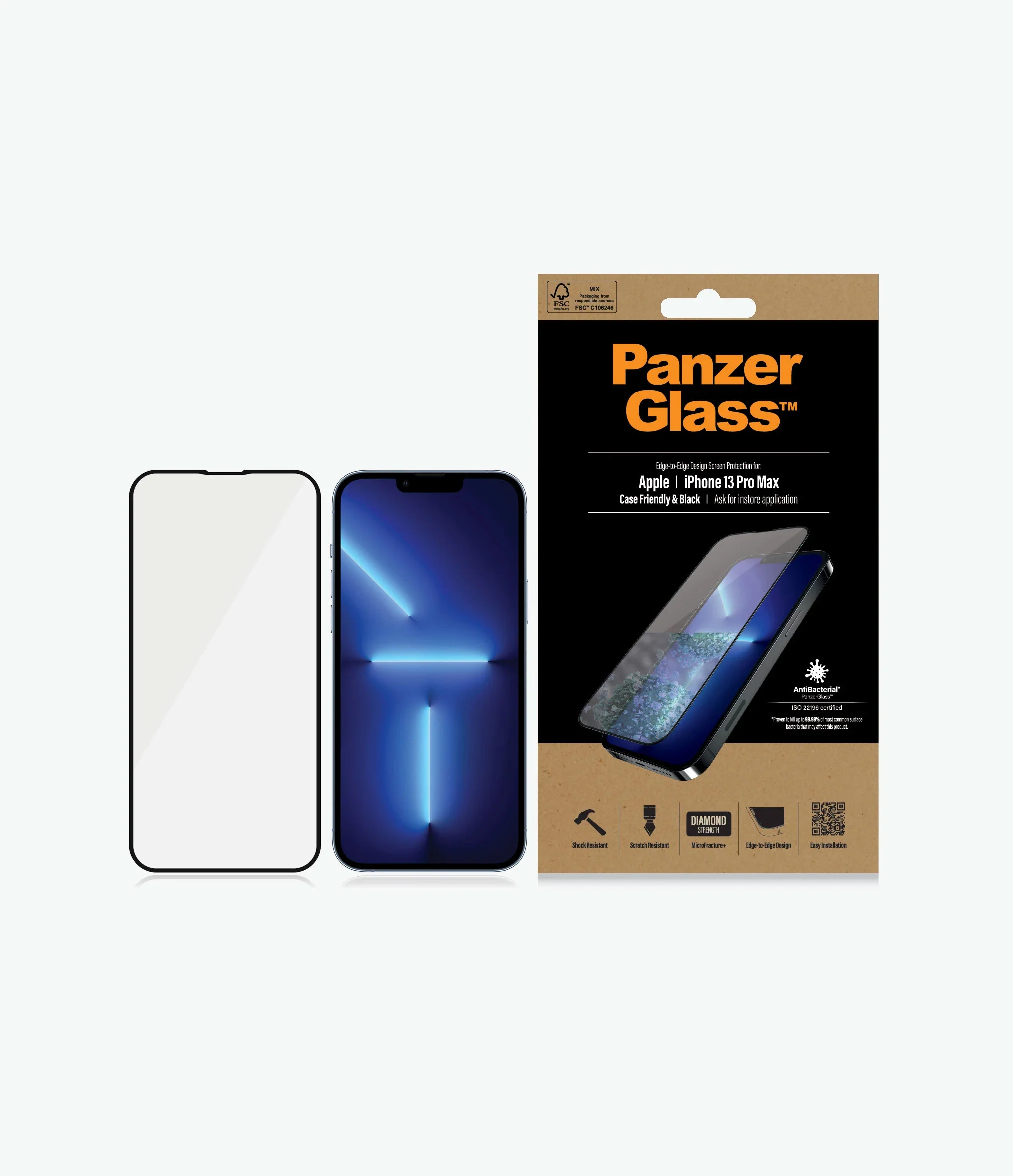 PanzerGlass Screen Guard iPhone 13 Pro Max 6.7 Case Friendly Black Frame - Image 7