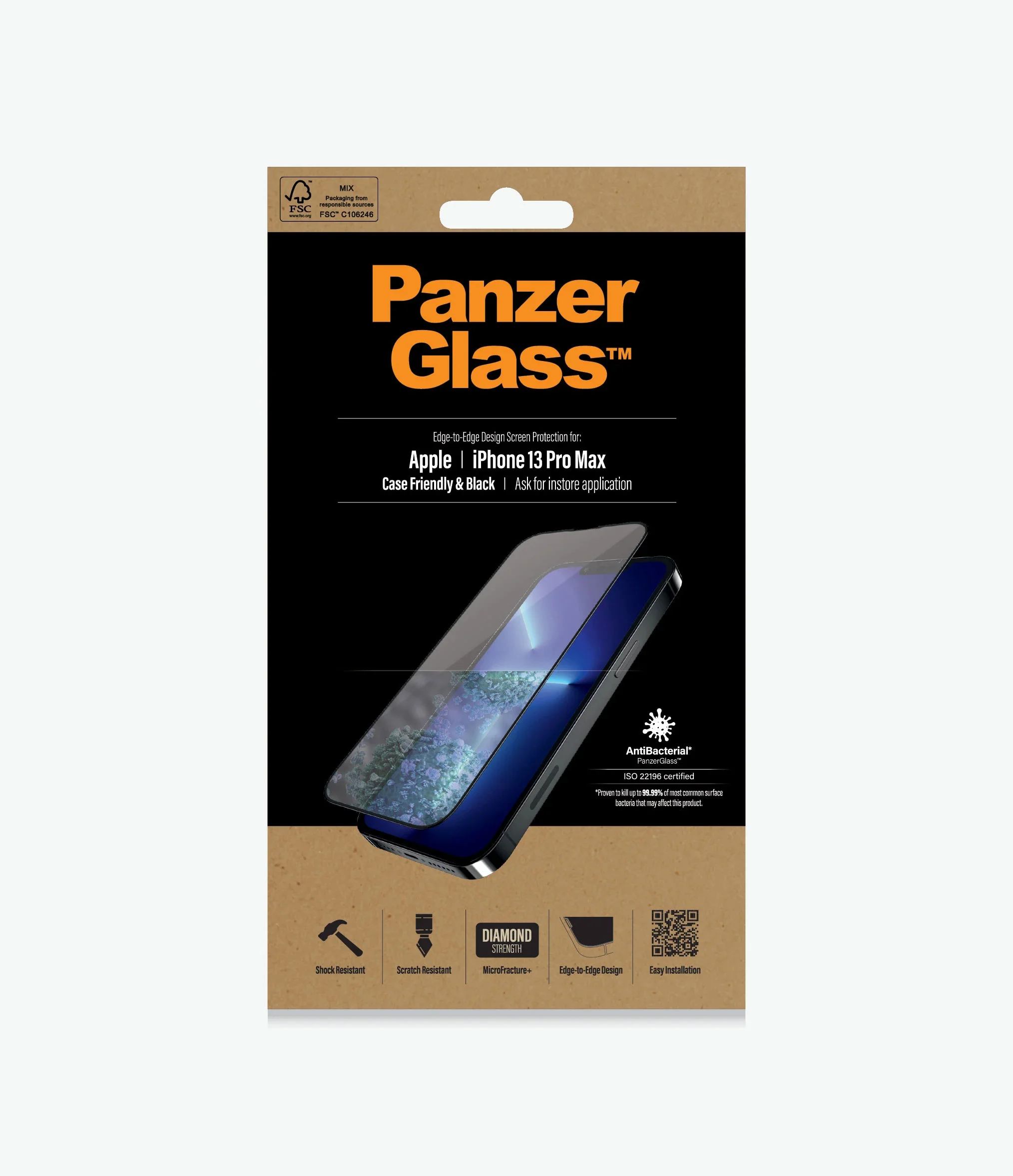 PanzerGlass Screen Guard iPhone 13 Pro Max 6.7 Case Friendly Black Frame - Image 8