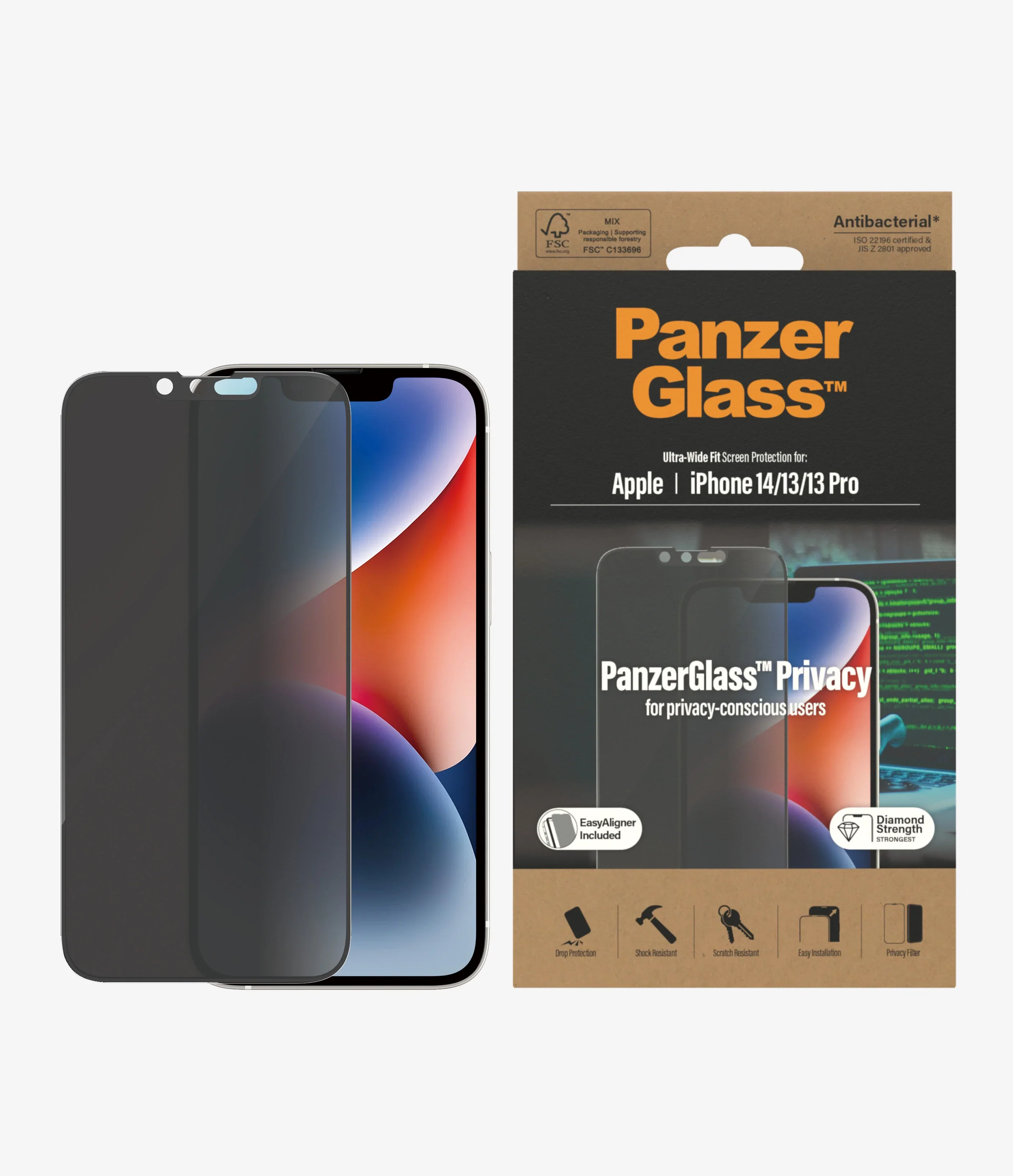PanzerGlass Screen Guard Privacy iPhone 14 / 13 / 13 Pro 6.1 - Image 7