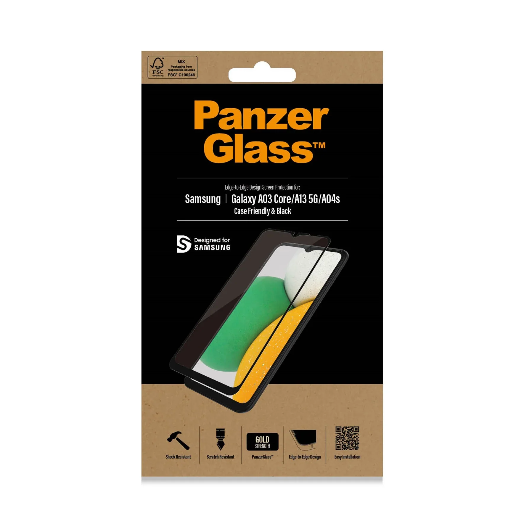 PanzerGlass Screen Guard Samsung Galaxy A13 5G / A03 Core / A04s Case Friendly Black Frame - Image 4
