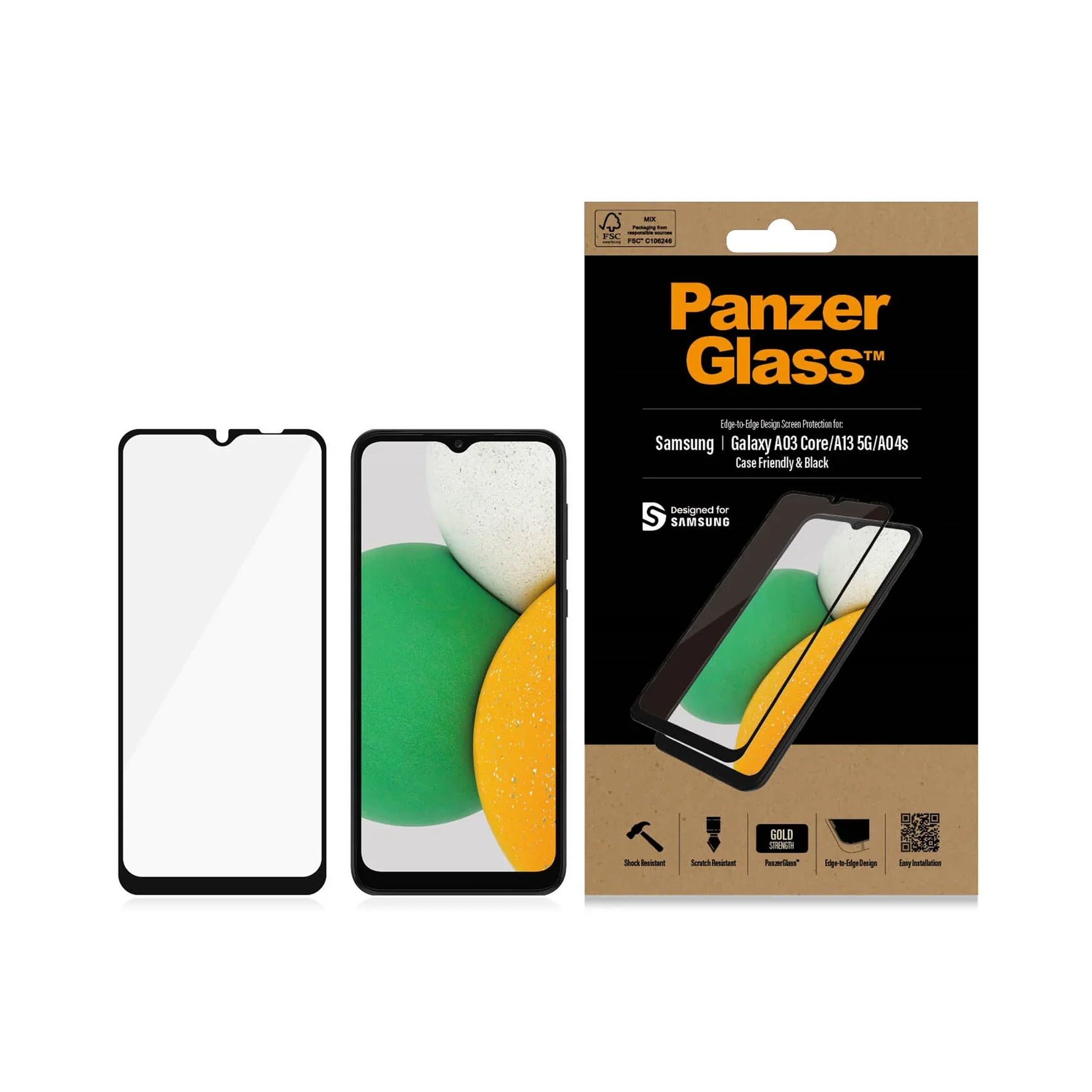 PanzerGlass Screen Guard Samsung Galaxy A13 5G / A03 Core / A04s Case Friendly Black Frame - Image 5
