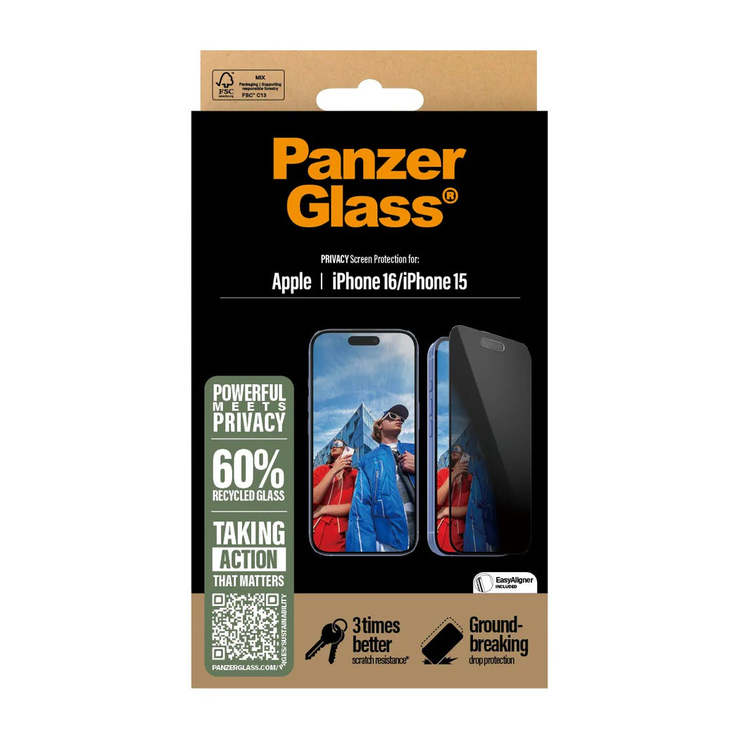 PanzerGlass Screen Guard UWF Privacy iPhone 16 / 15 Standard 6.1 - Tinted - Image 3