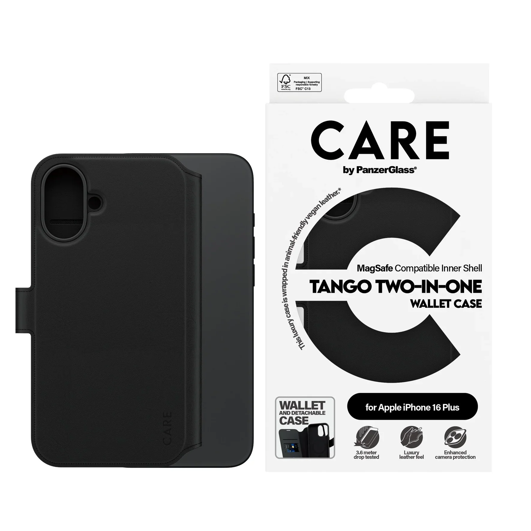 PanzerGlass Tango 2 in 1 Wallet Case for iPhone 16 Plus 6.7 - Black - Image 3