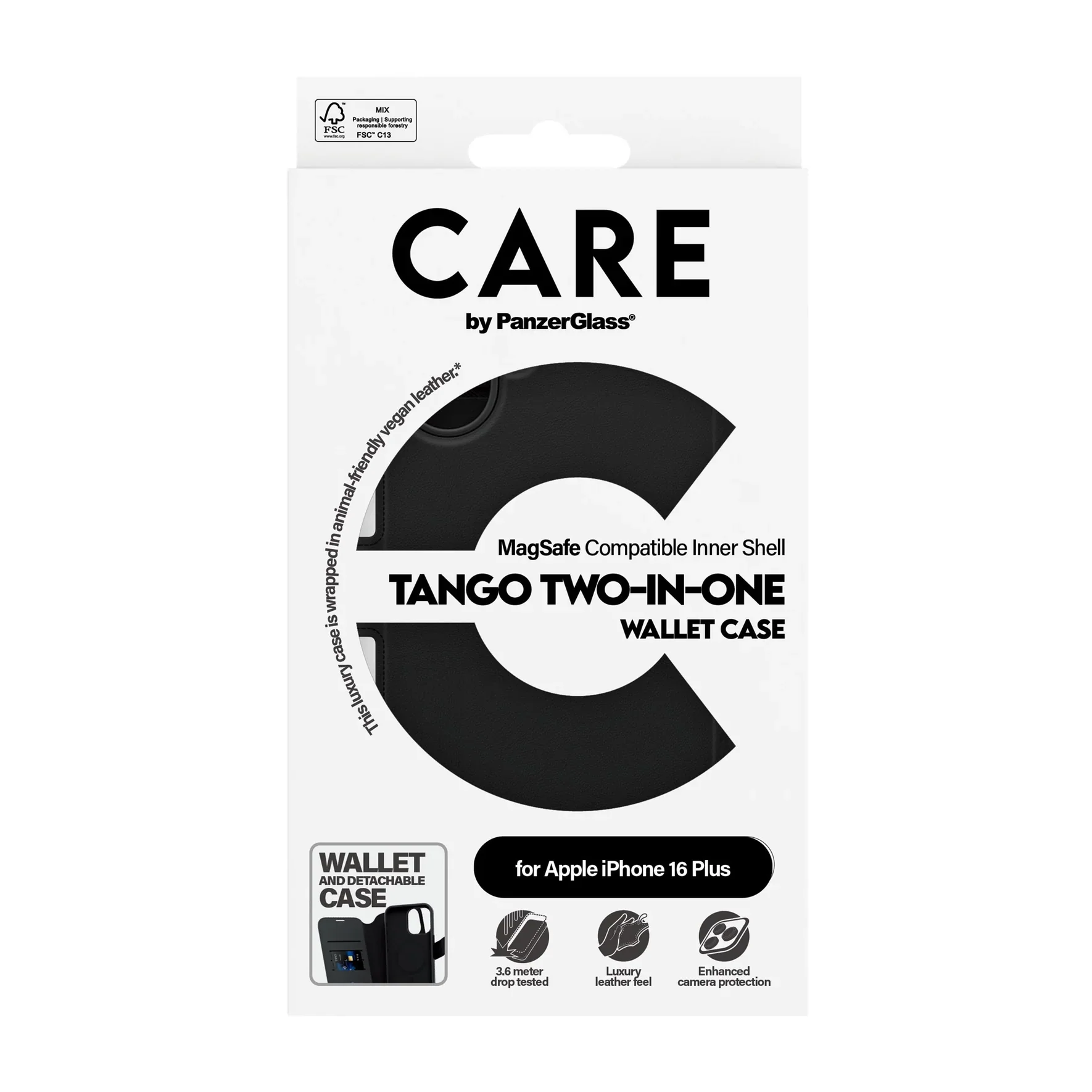 PanzerGlass Tango 2 in 1 Wallet Case for iPhone 16 Plus 6.7 - Black - Image 4