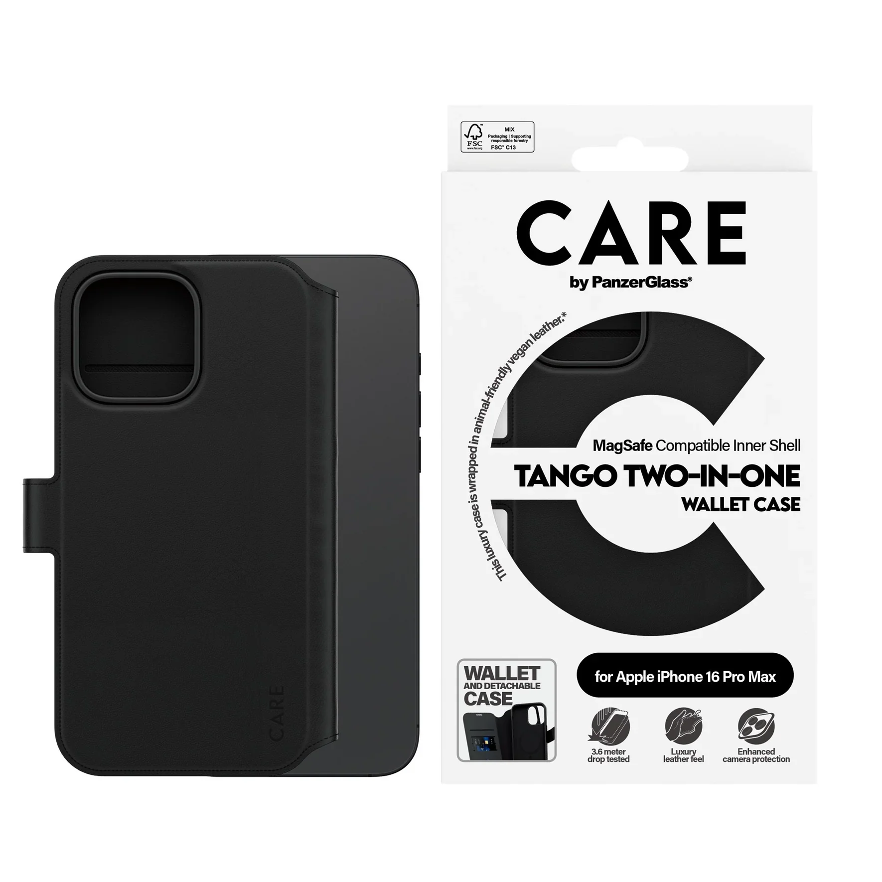 PanzerGlass Tango 2 in 1 Wallet Case for iPhone 16 Pro Max 6.9 - Black - Image 3